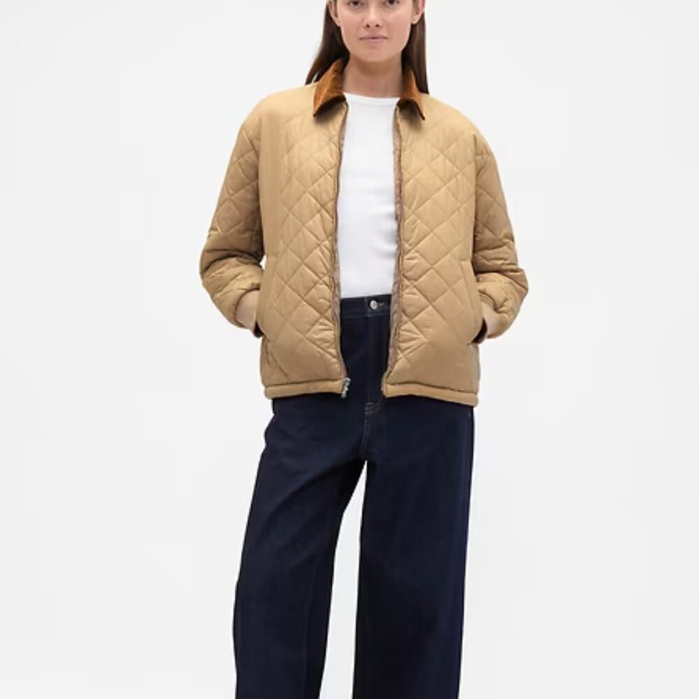 GAP Golden Khaki Brown Relaxed Quilted Nylon Jacket/NWT/L - Picture 3 of 14